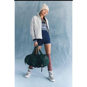 Free People Movement Blue It's Cold Outside Playsuit Navy Striped Sz XS Athletic